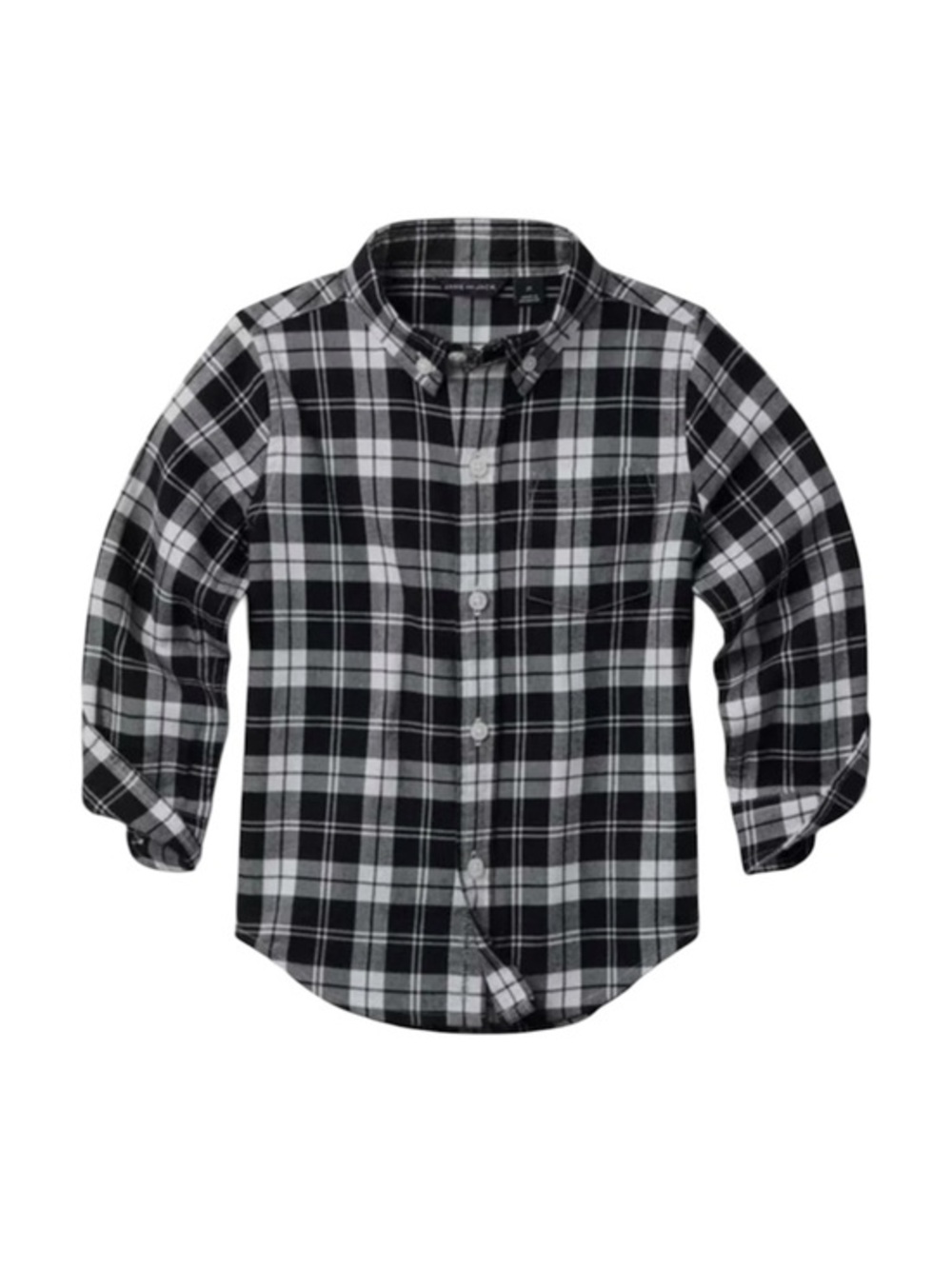 Janie and Jack Boy’s Plaid Brushed Twill Shirt Black and White Size 2T